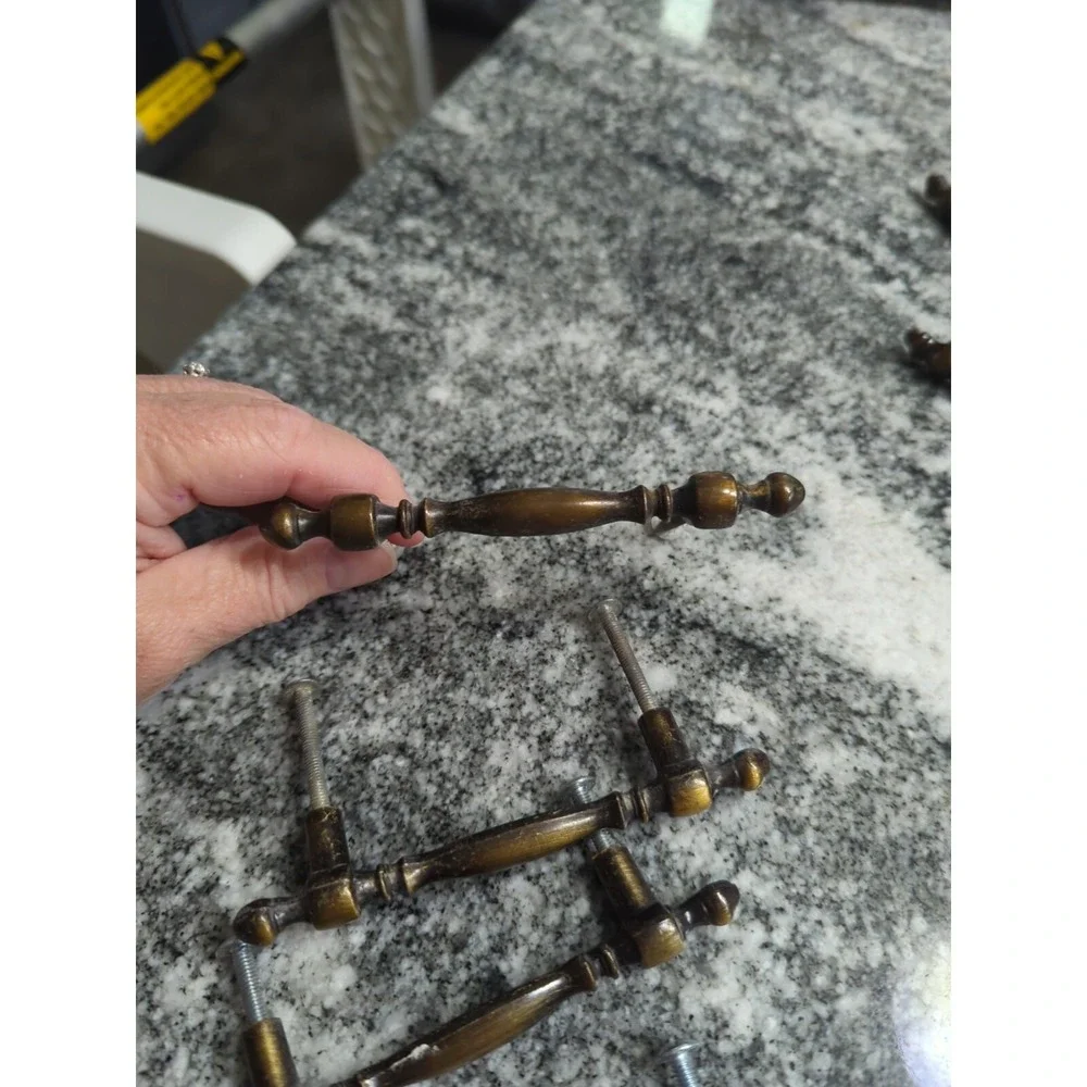 4 Vintage Drawer Cabinet Handle Pulls JB Brand Burnished Gold